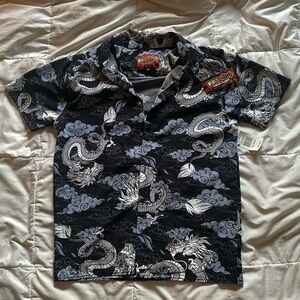 Dragon Print Black and Gray Shirt